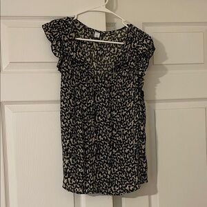 Old Navy Black and Cream Animal Print Blouse